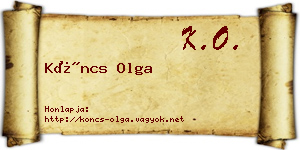 Köncs Olga névjegykártya